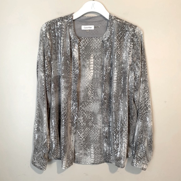 Calvin Klein size M grey sequinned blouse - Picture 14 of 14